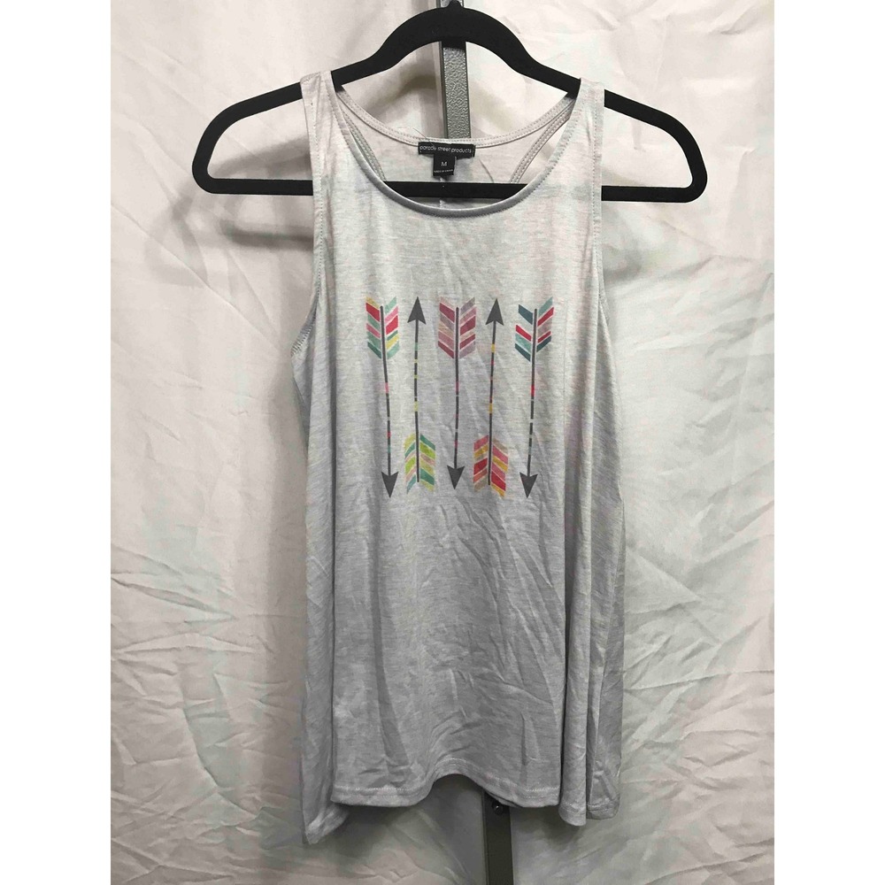 Parade Street Products Gray Arrow Print Racerback Tank Top Womens Size S